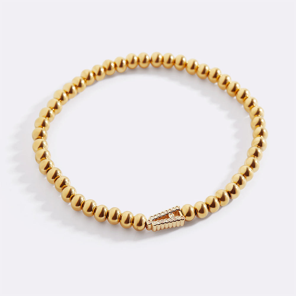 Mint & Lily Bracelet à Perles avec Initiale Diamant Élastique