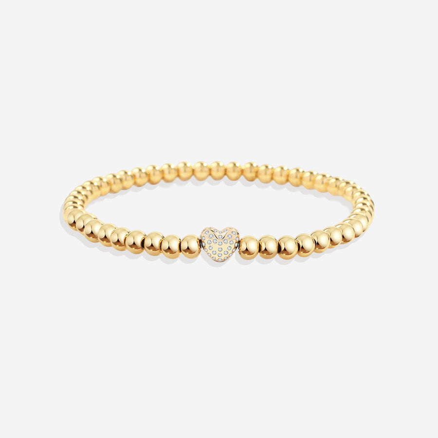 Mint & Lily Bracelet à Perles Dorées avec Cœur Pavé