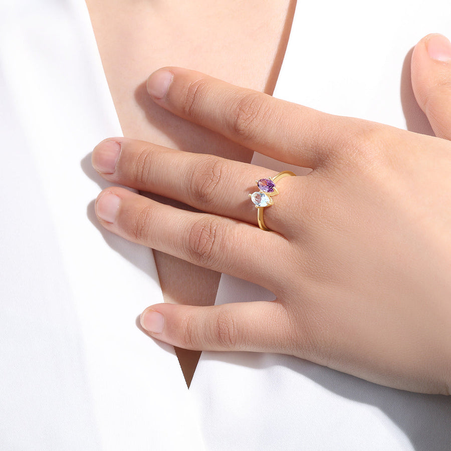 Ring med marquise-slipt månedsstein