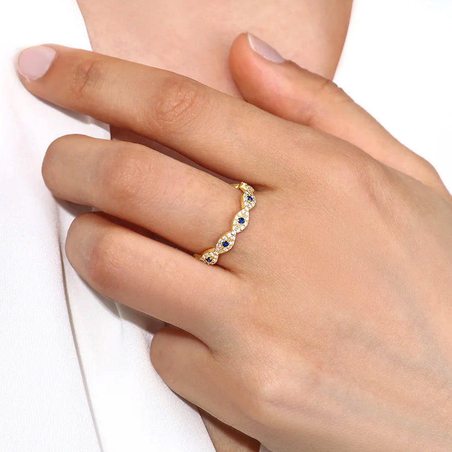 Pavé ring med onde øye