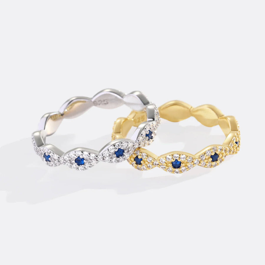 Pavé ring med onde øye