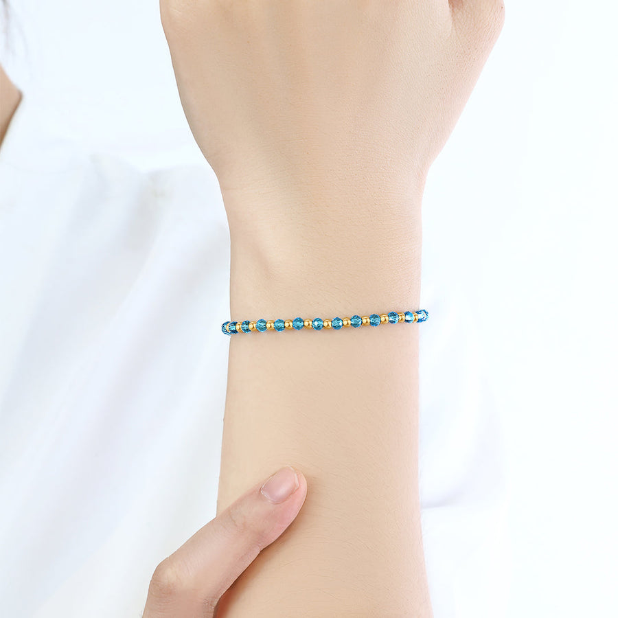 Armbånd med gullperler og månedsstein – bilde 5