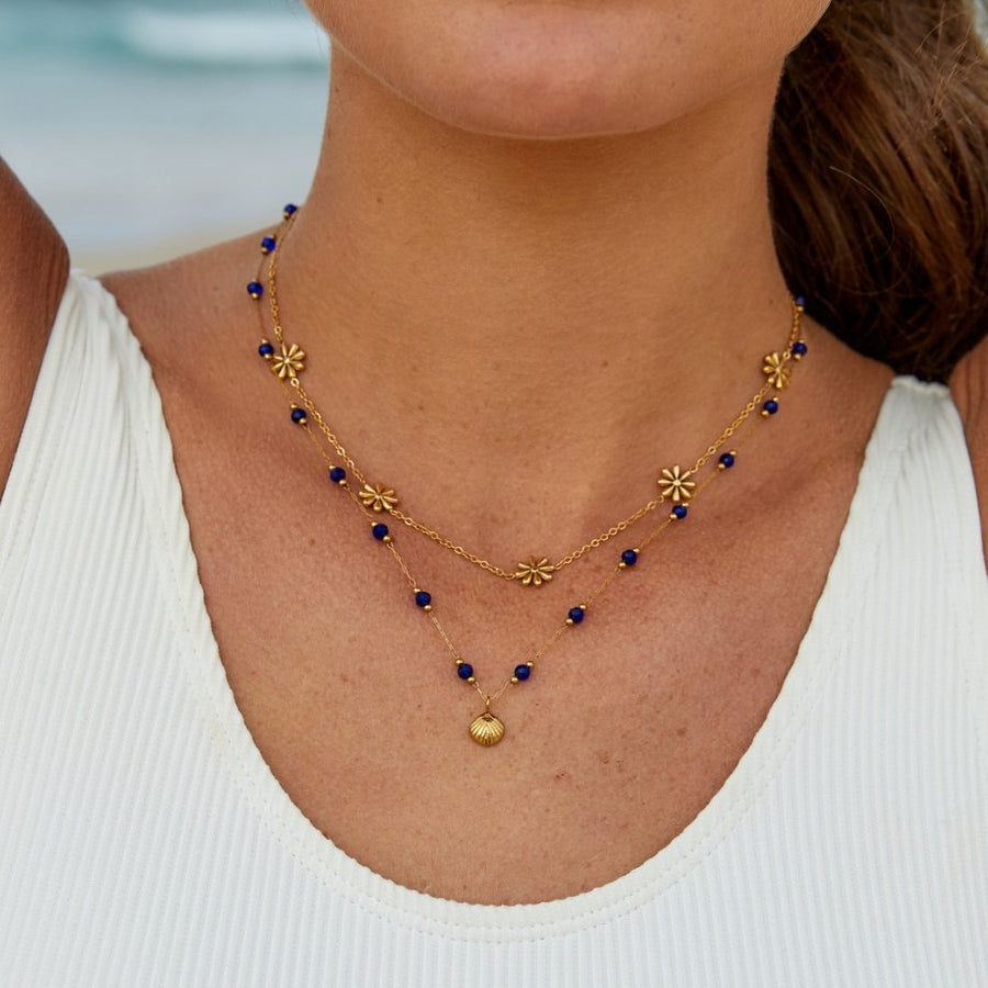 Halsband med små blommor guld – bild 5