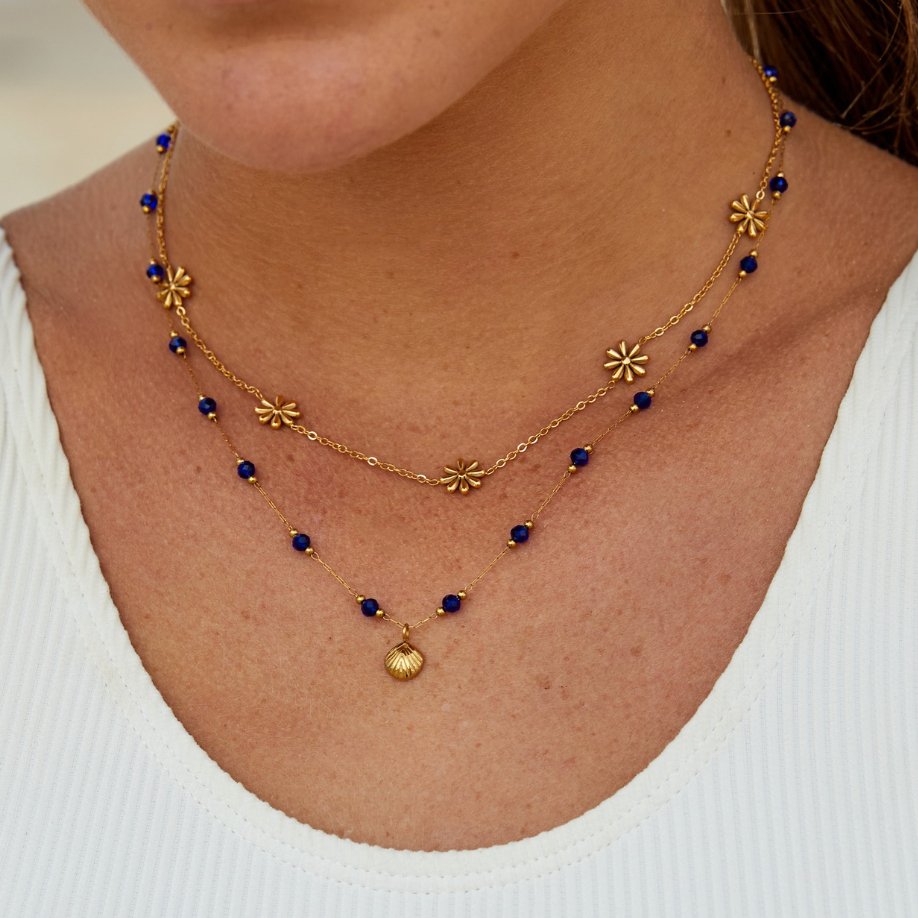 Halsband med små blommor guld – bild 3