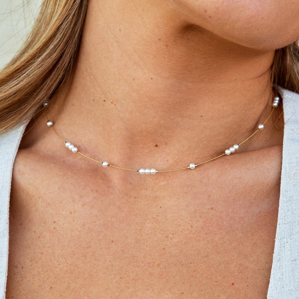 Gigi perlechoker med gulldetaljer – bilde 2