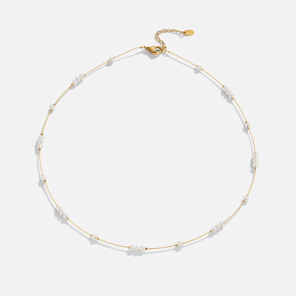 Gigi perlechoker med gulldetaljer – bilde 3