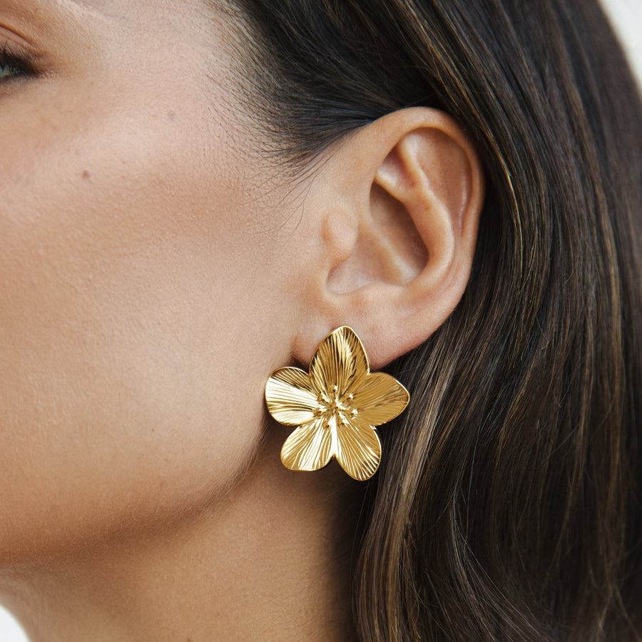 Blomformade örhängen guld – bild 6