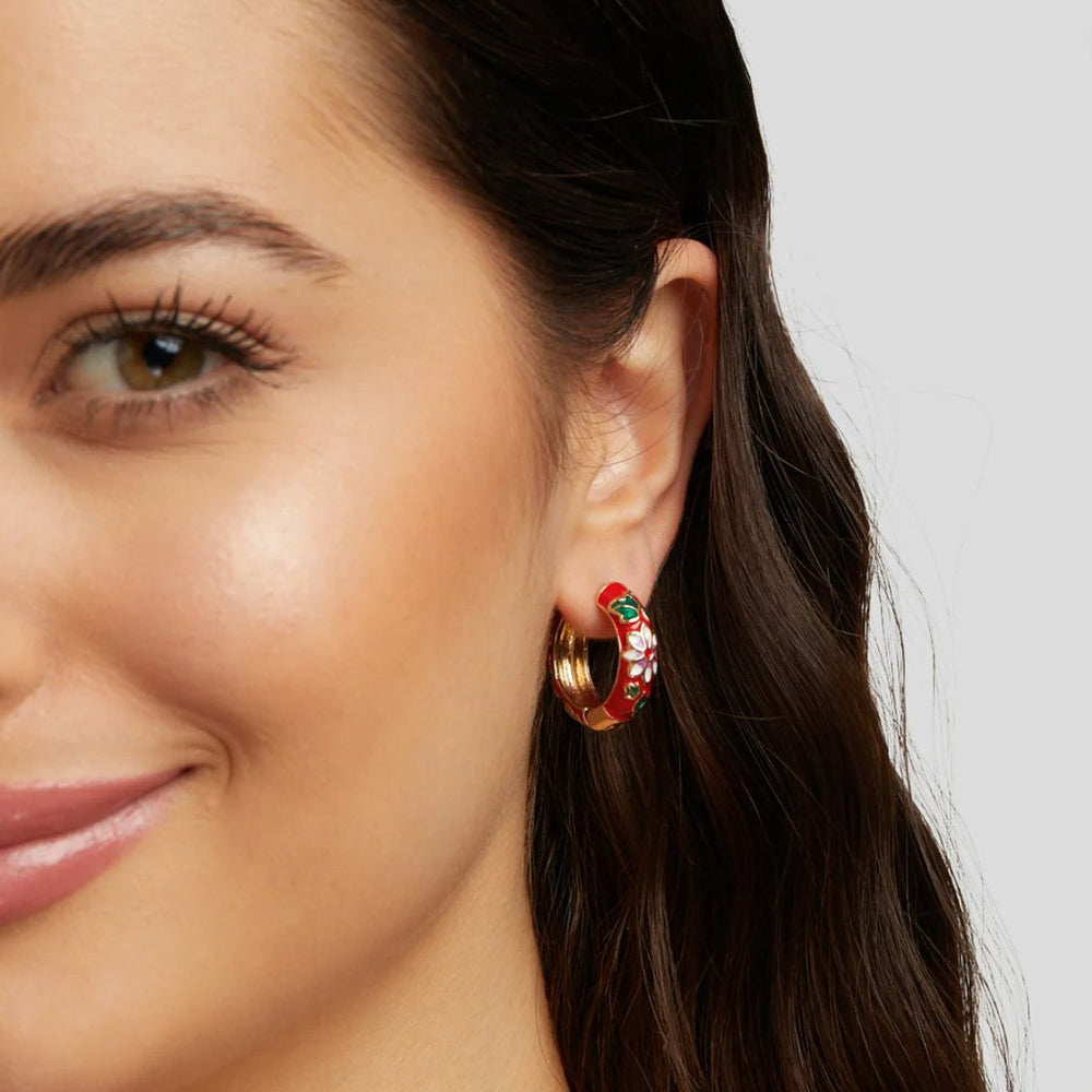 Gullfargede hoops med blomst – bilde 2