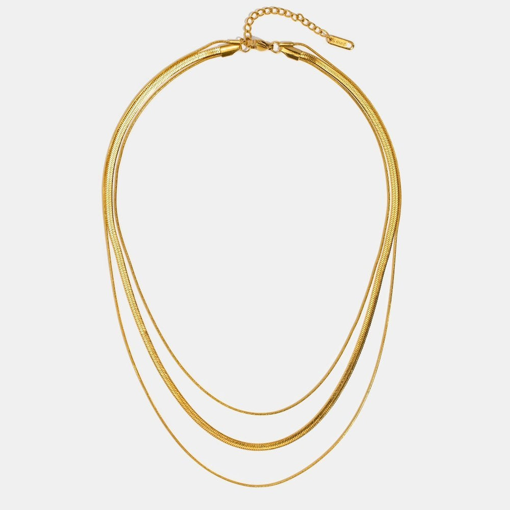 Halsband med tre lagrade kedjor guld – bild 4