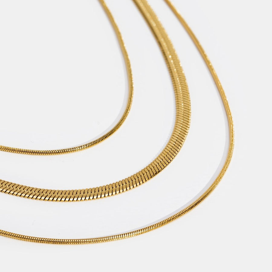 Halsband med tre lagrade kedjor guld – bild 5