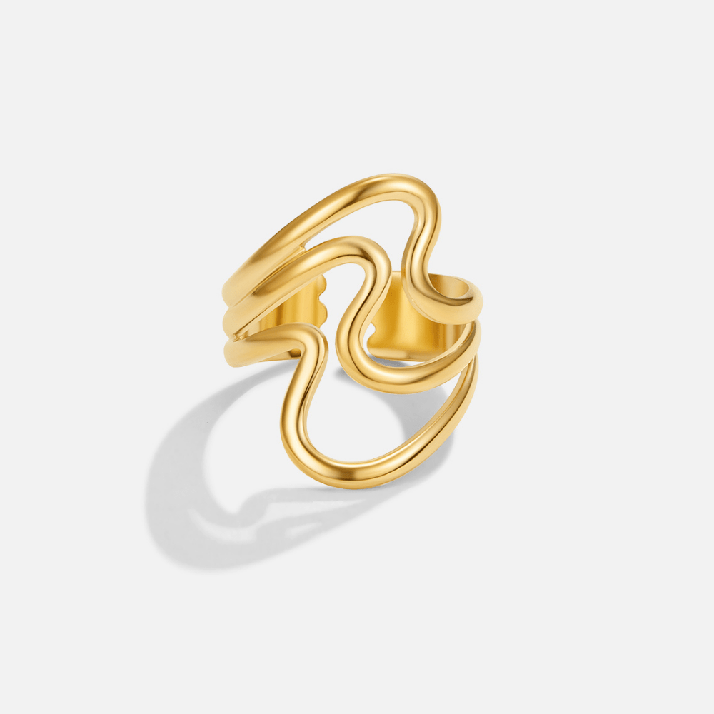 Gullfarget bølgeformet wrap-ring