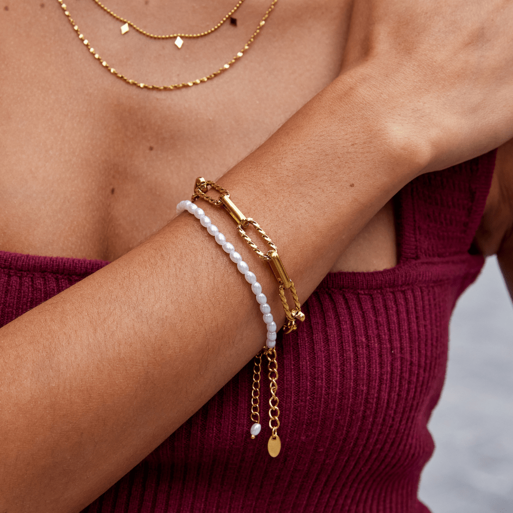 Jihan armband med grov kedja i rostfritt stål guld – bild 3