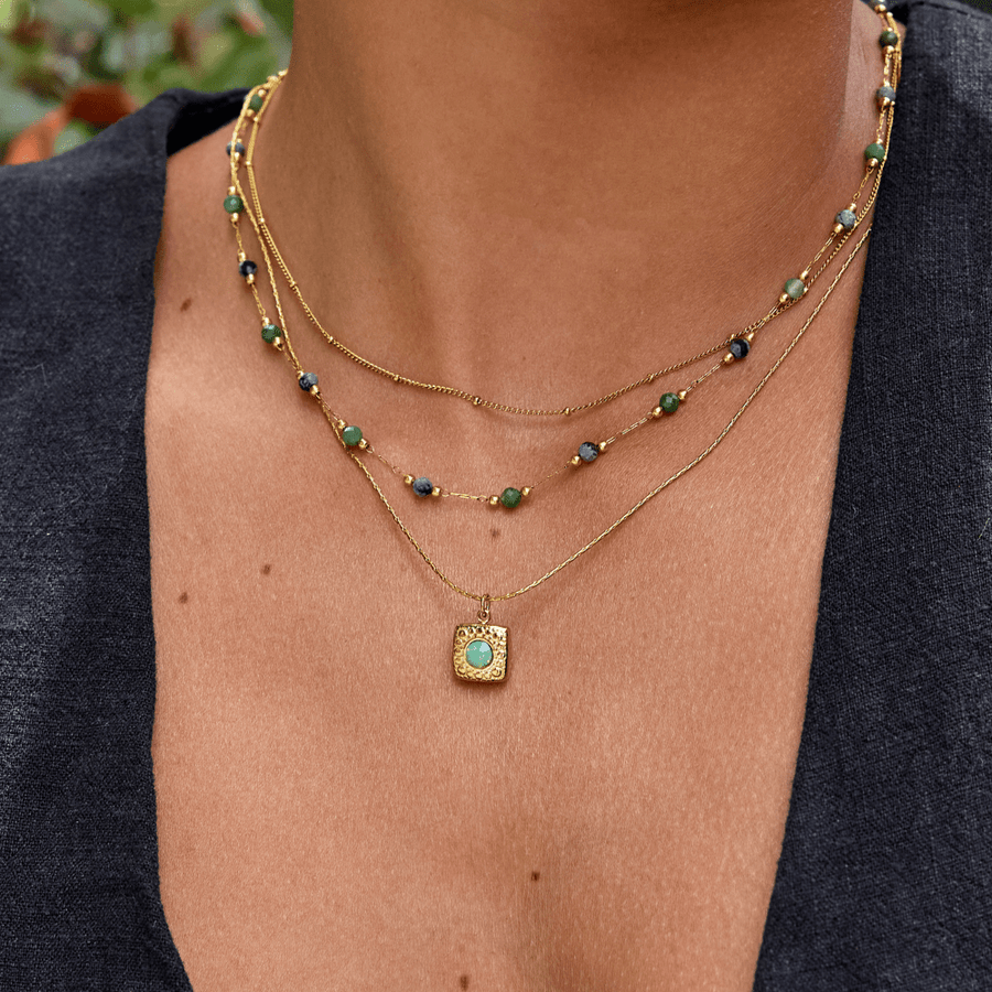 Lara vintage gullfarget halskjede med naturstein – bilde 6