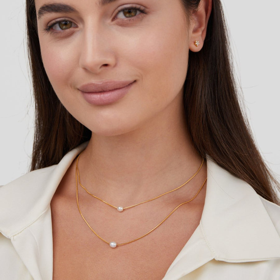 Lagrat halsband med sötvattenspärlor guld – bild 5