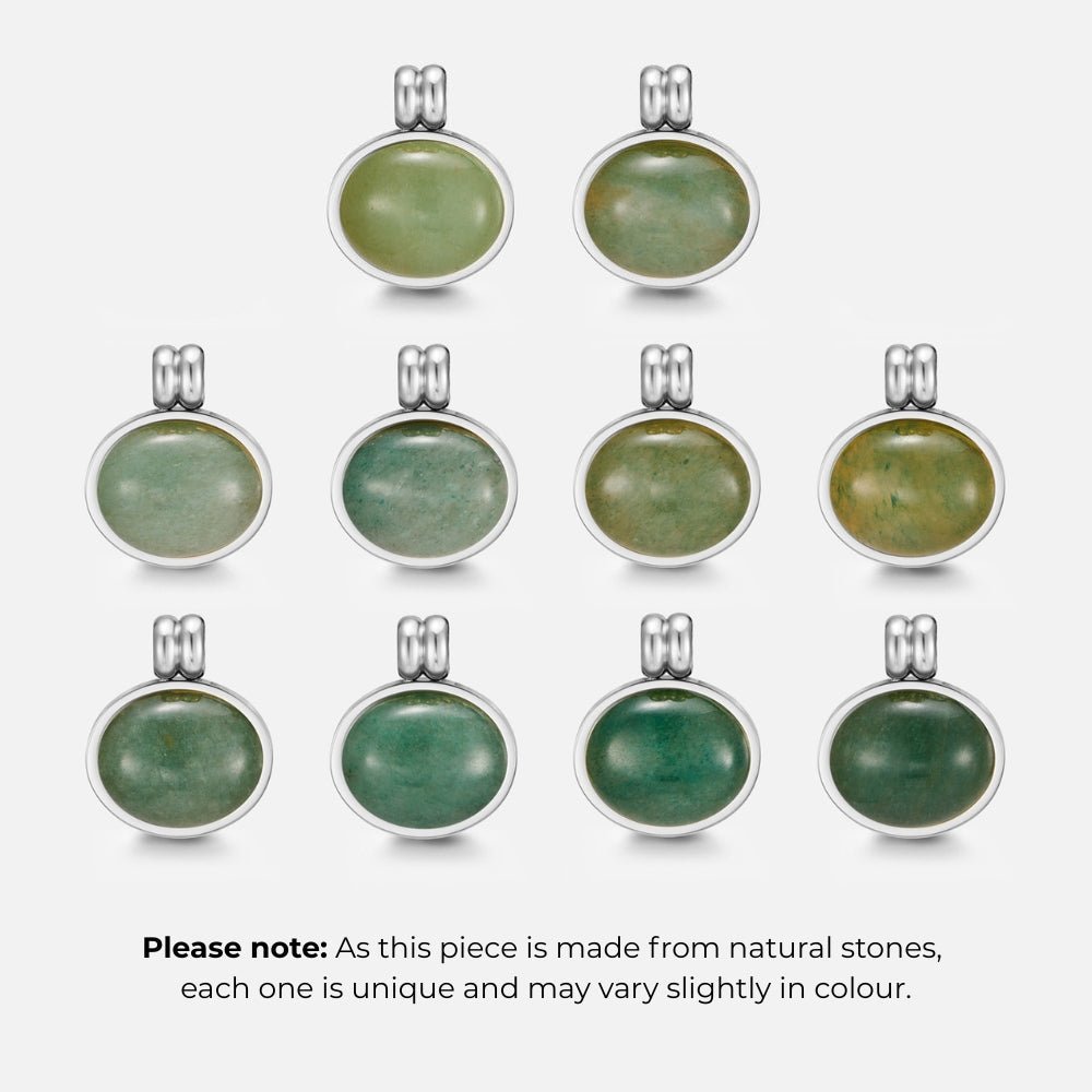 Liza sølvfarget halskjede med jadeanheng – bilde 3
