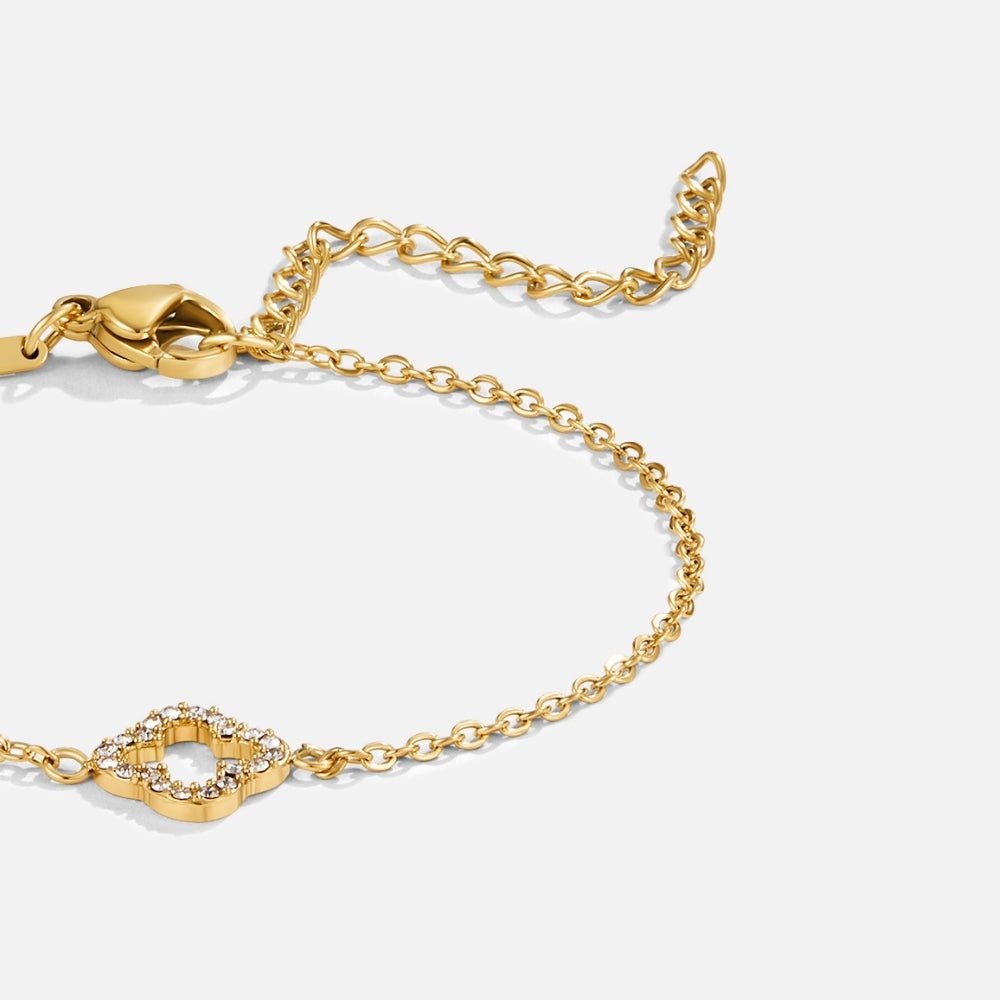 Luxe gullfarget armbånd med kløvermotiv – bilde 3