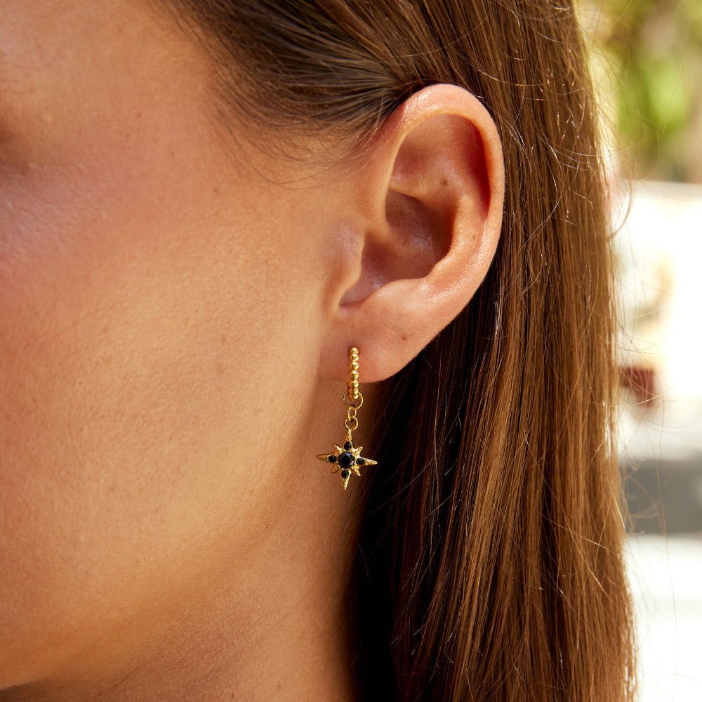 Midnight Luxe gullfargede hoops med heng – bilde 2