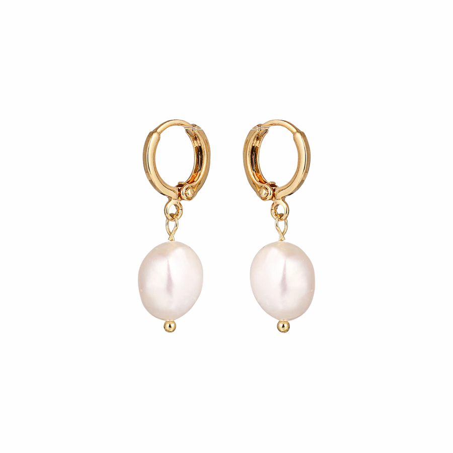 Freshwater Pearl Drop Huggie Earrings