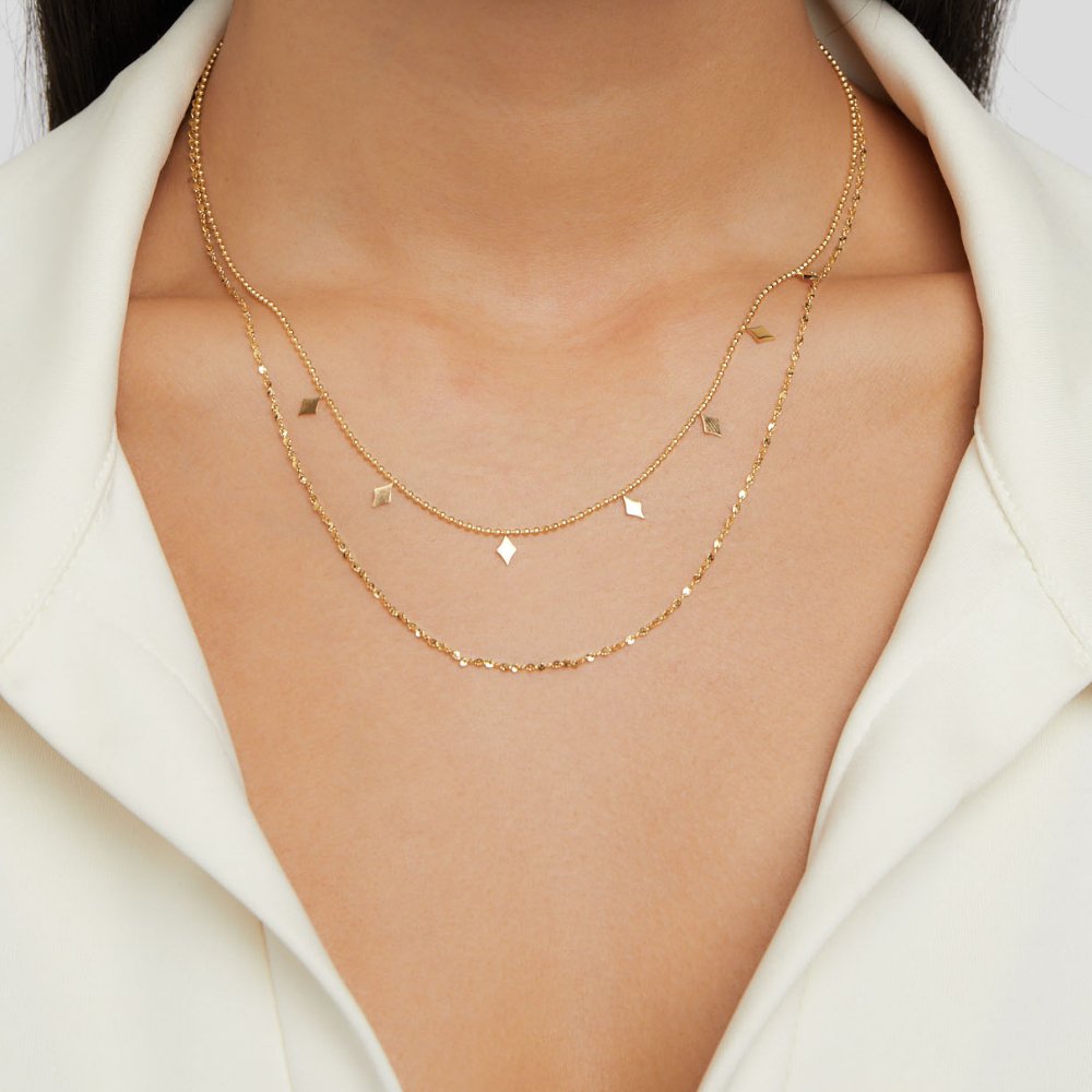 Phoenix guldfärgat dubbelradigt lagerat halsband – bild 2