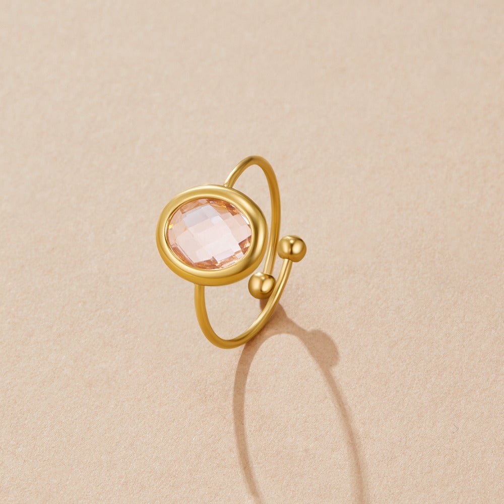 Justerbar gullfarget ring med rosa zirkonia – bilde 3