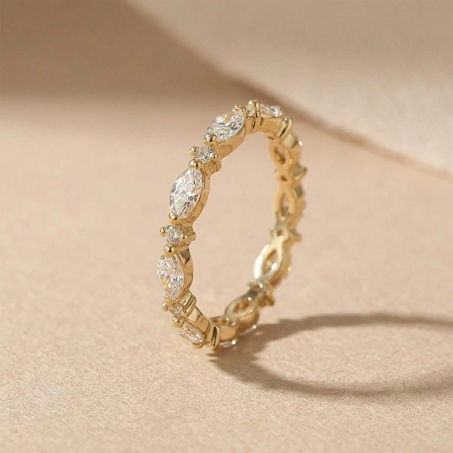 Marquise stapelring med ädelsten
