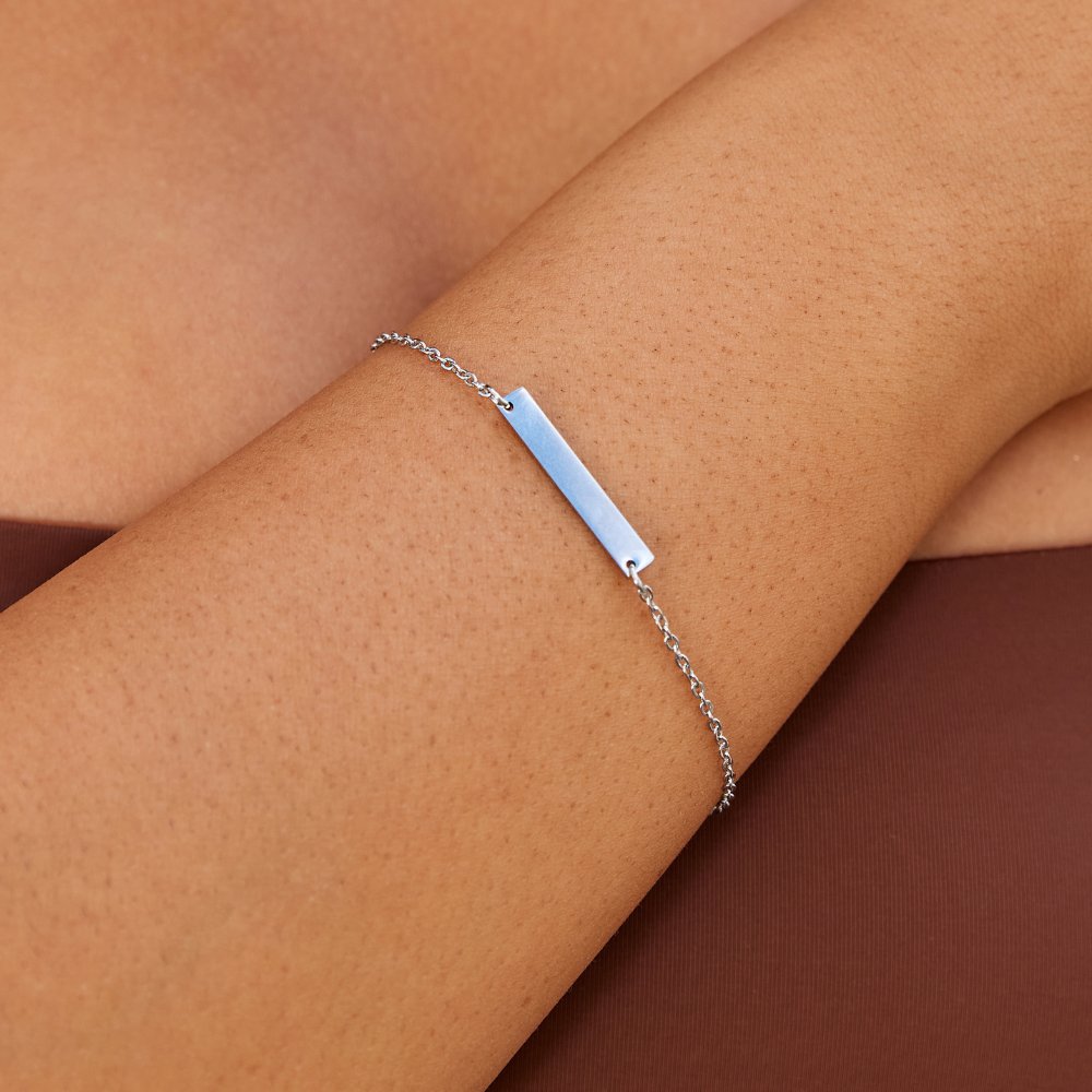 Rina sølvfarget armbånd med stav i rustfritt stål – bilde 2