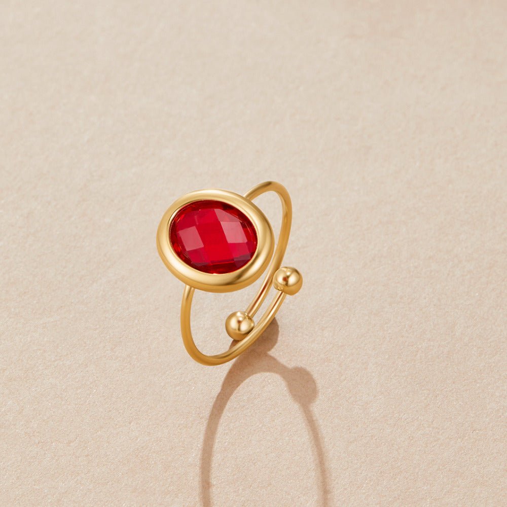 Justerbar ring med rubinröd zirkonia guld – bild 3