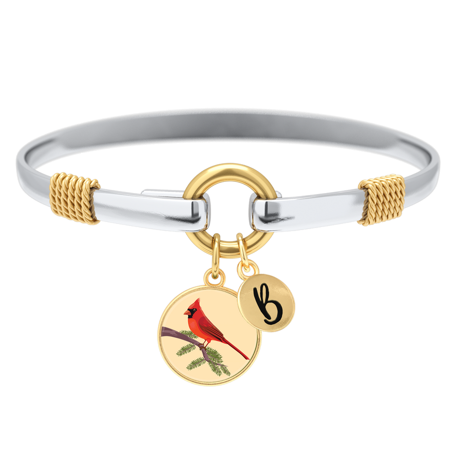 Personlig tofarget armbånd med kardinalfugl-charm – bilde 7