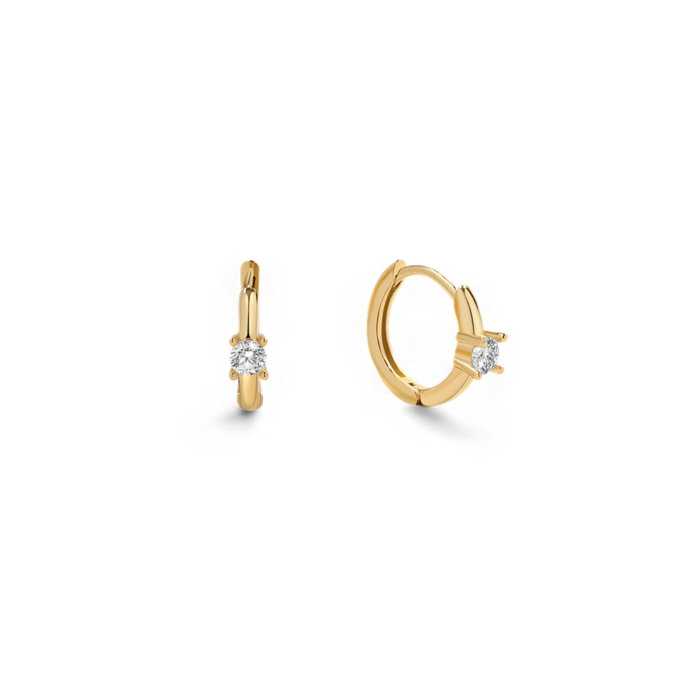 Dainty Single Stone Huggie Hoops