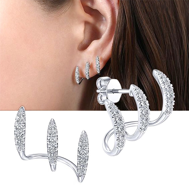Jena øredobber i 925 sterlingsølv med glitrende steiner – bilde 3