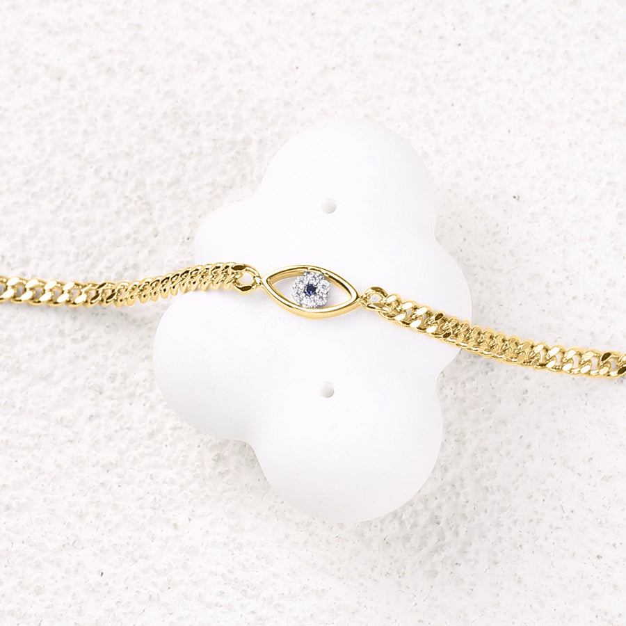 Cuban-armbånd med det onde øyet i forgylt 925 sølv – bilde 8