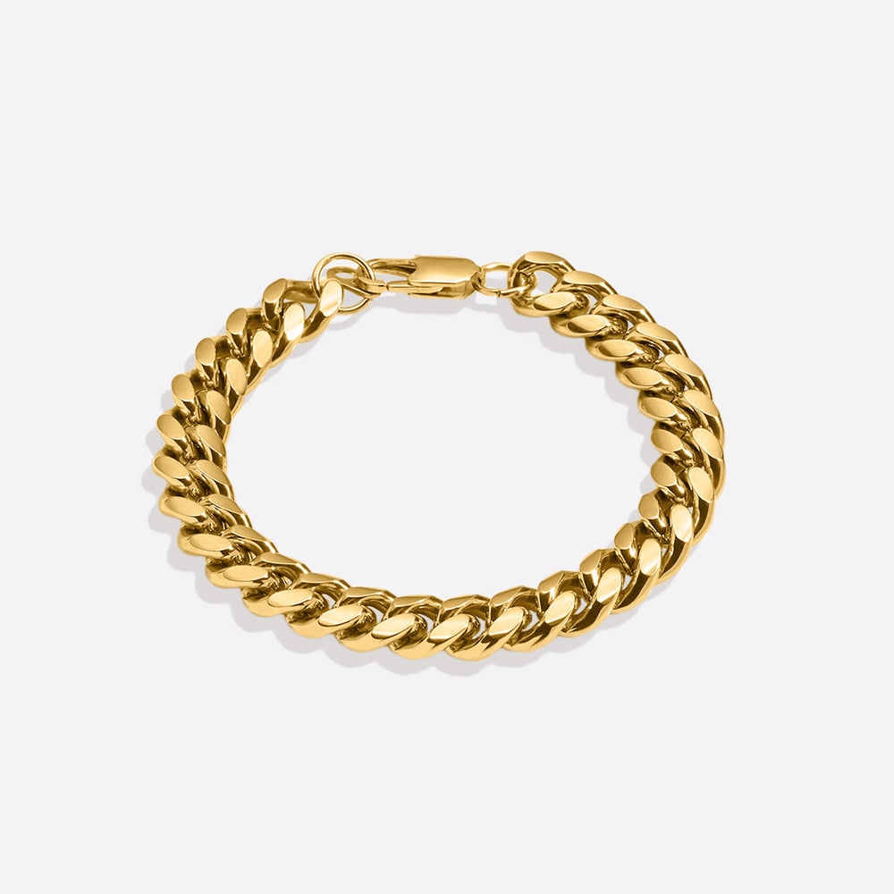 Bredt 8 mm panserarmbånd i gull – bilde 2