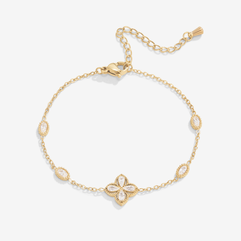 Firkløverarmbånd med krystall
