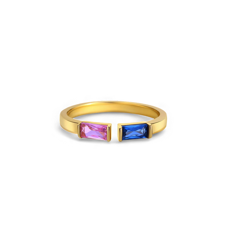 Bague ajustable à deux pierres de naissance