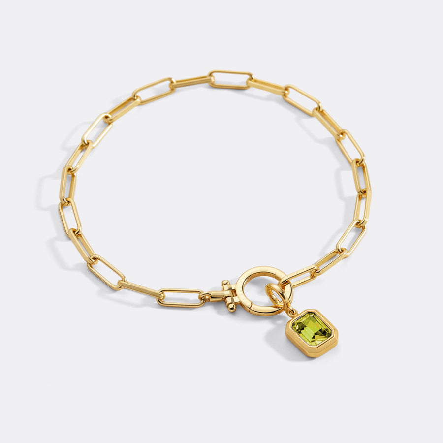 Paperclip-kjedearmbånd med baguette-charm i månedsstein – bilde 8