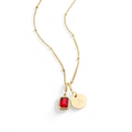 Collier initiale et pierre de naissance baguette
