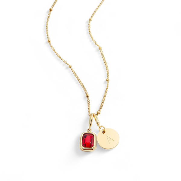 Halsband med baguette-födelsesten och initial
