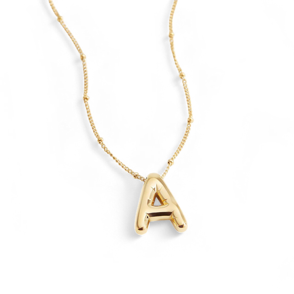 Balloon Initial Necklace with Satellite Chain