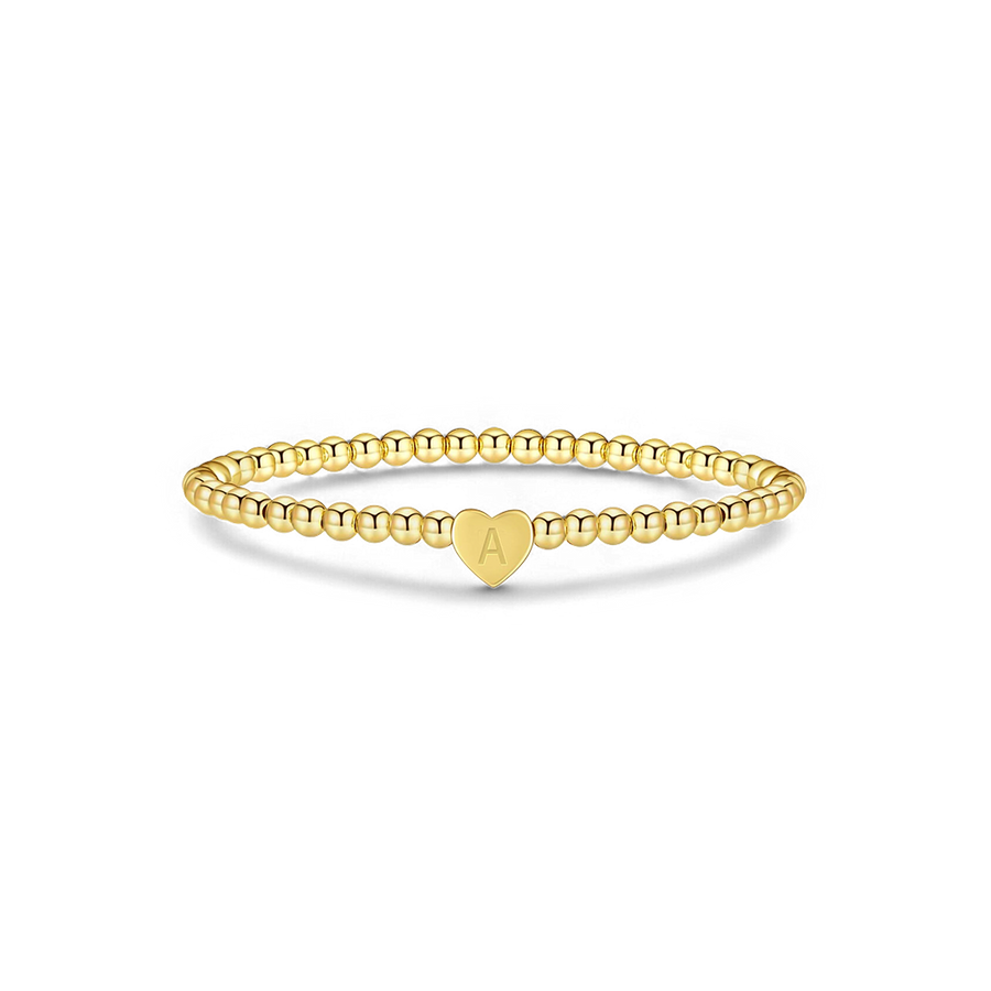 Mint & Lily Bracelet à Perles Dorées avec Initiale Cœur