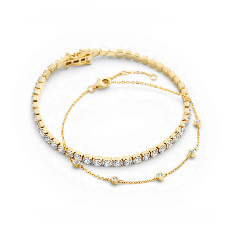 Duo bracelet serti clos et bracelet rivière