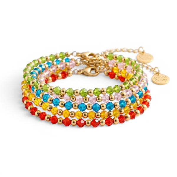 Mint & Lily Bracelet à Perles avec Pierre de Naissance et Perles Dorées