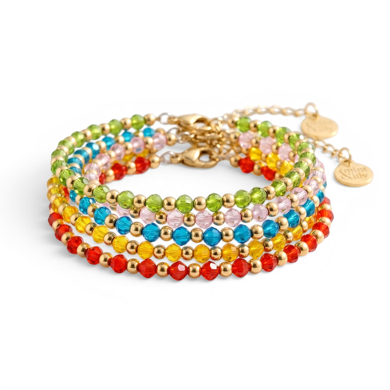 Bracelet perles dorées et pierre de naissance