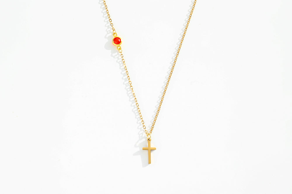 Birthstone Cross Necklace