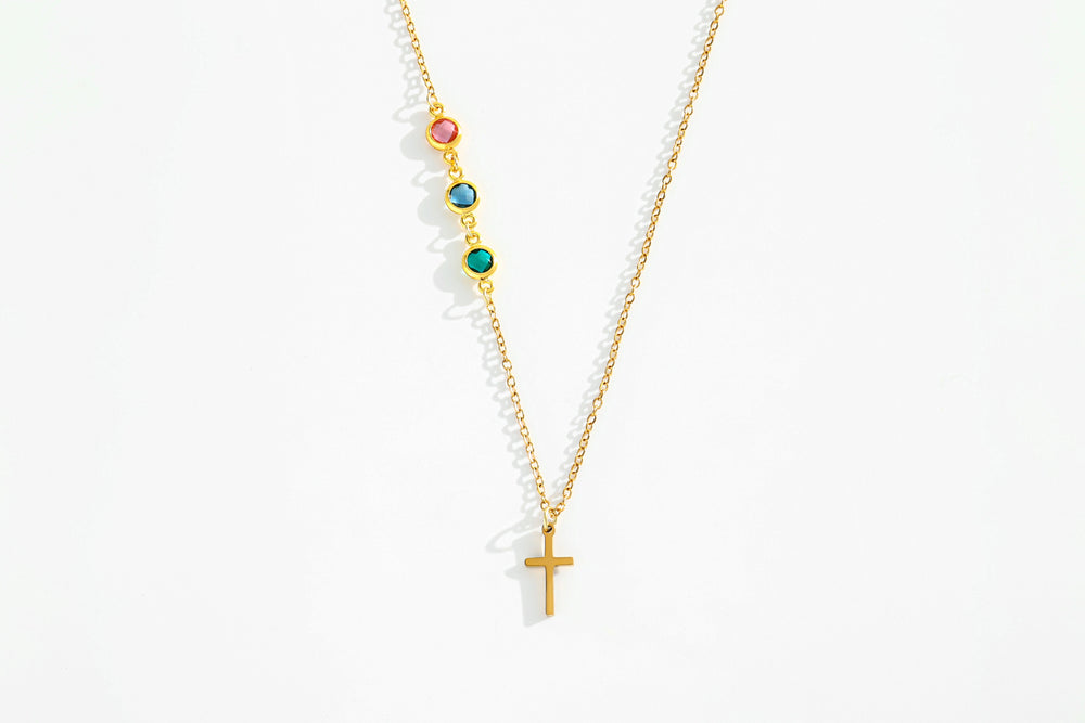 Birthstone Cross Necklace