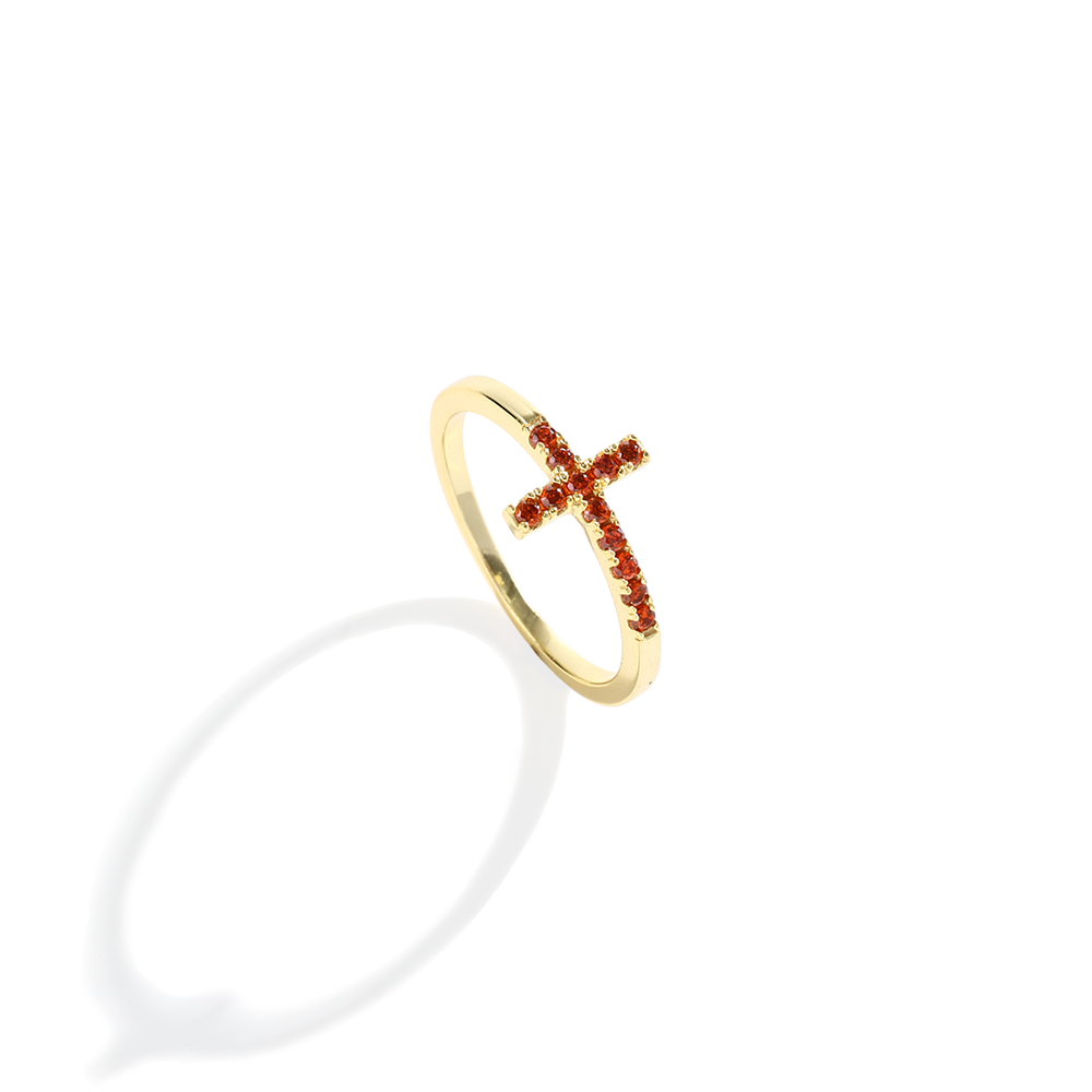 Birthstone Cross Ring