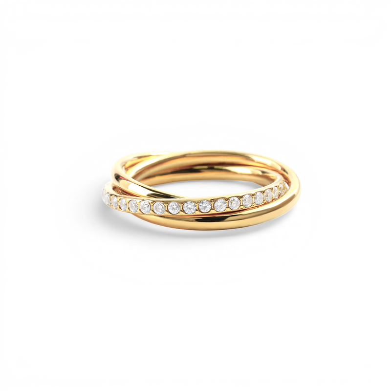 Bague antistress entrelacée à cristaux