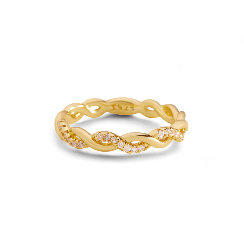 Bague torsadée pavée délicate