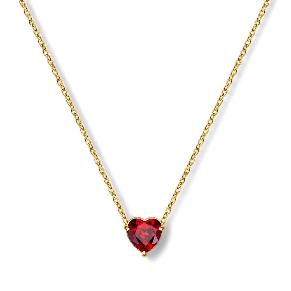 Dainty Birthstone Heart Necklace