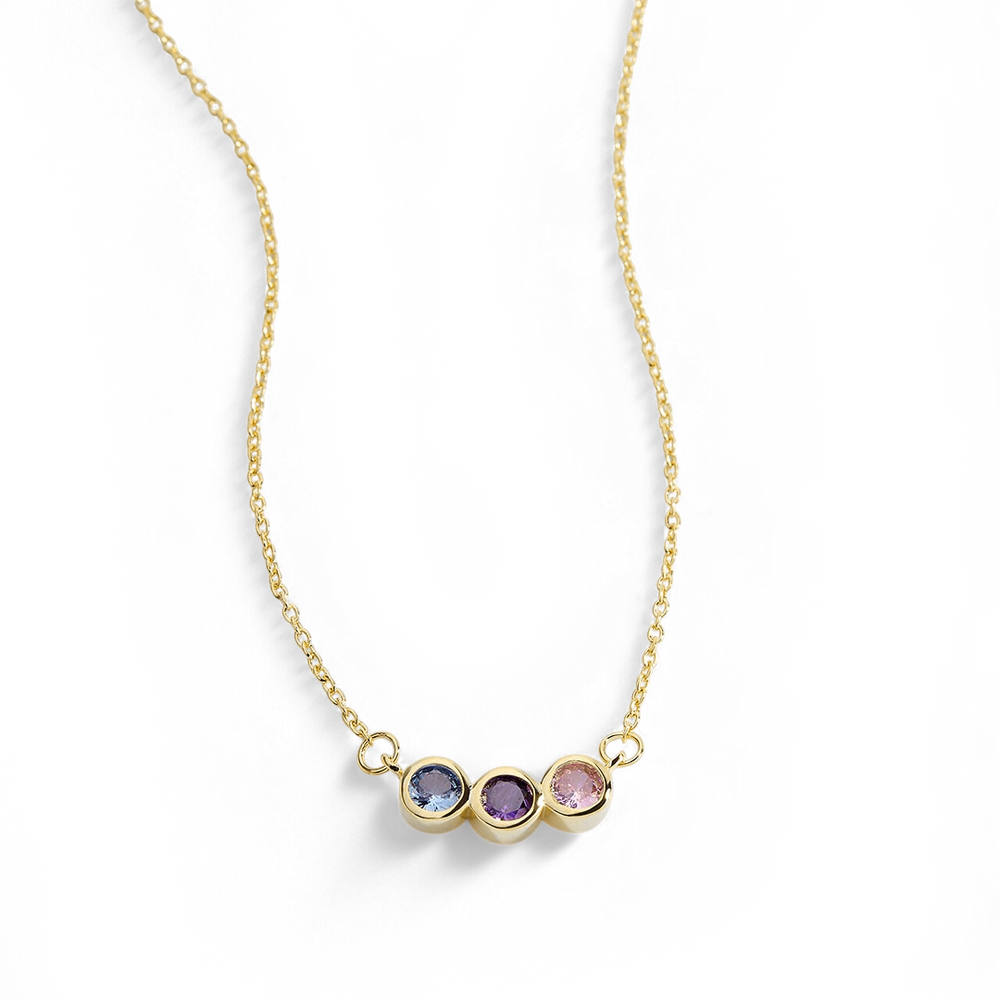 Dainty Family Birthstones Necklace