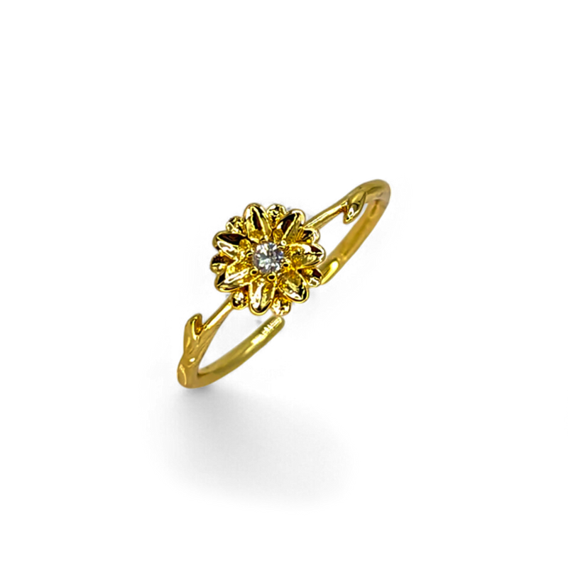 Bague fleur de naissance dorée